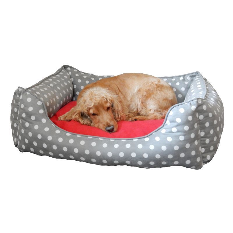 Large Polka Dot Dog Pet Bed (Grey)