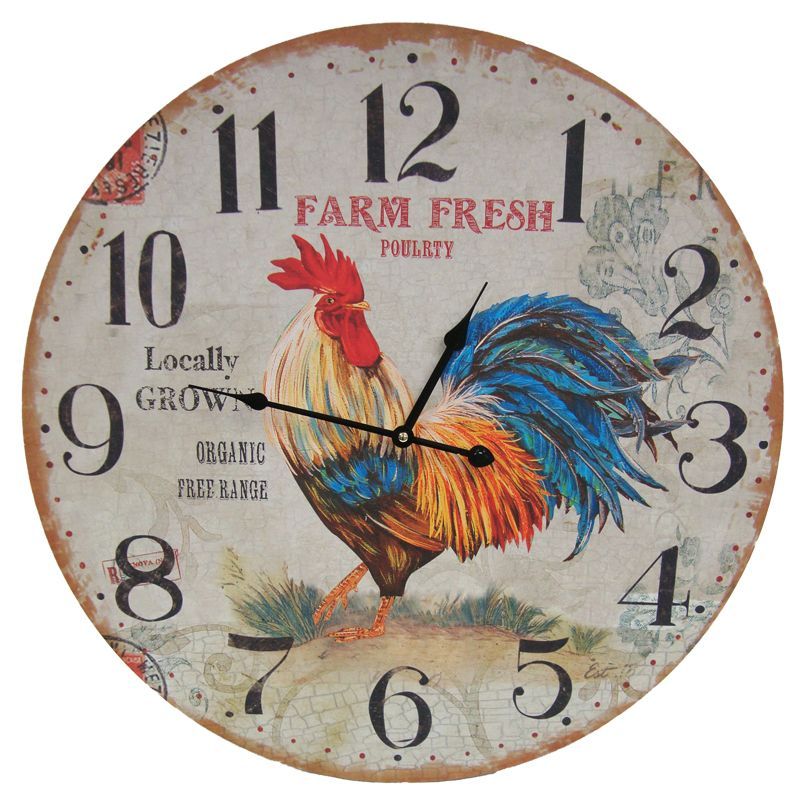 Chicken Wooden Wall Clock (58cm Diameter)