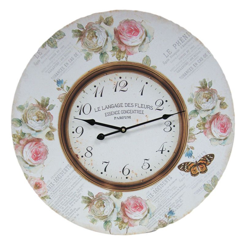 Flowers Wooden Wall Clock (58cm Diameter)
