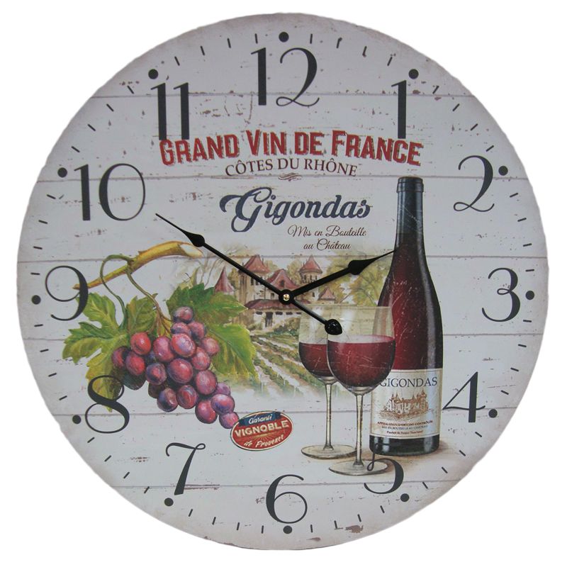 Wine Wooden Wall Clock 58cm Diameter