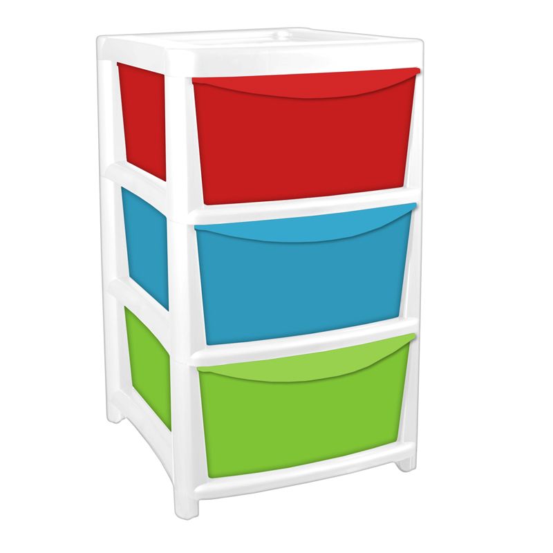 3 Drawer Tower Unit - Red, Green & Blue