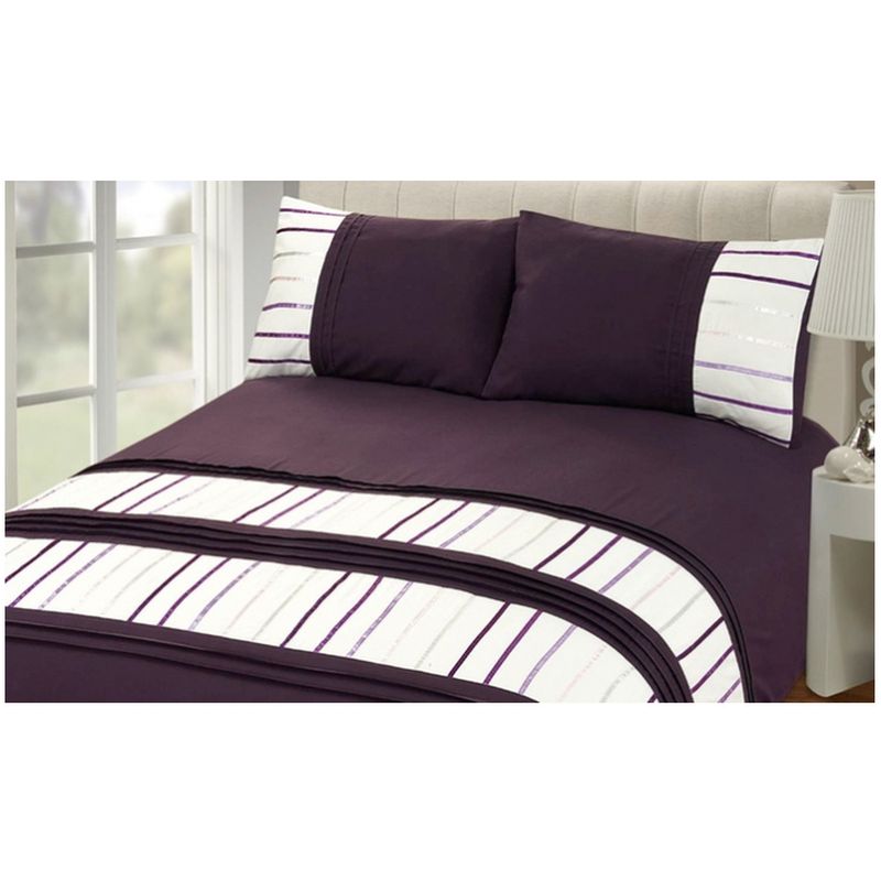Double Bed Embroided Duvet Cover - Aubergine