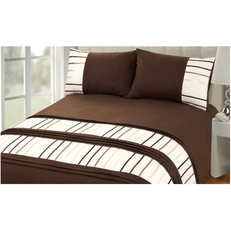 Double Bed Embroided Duvet Cover - Chocolate