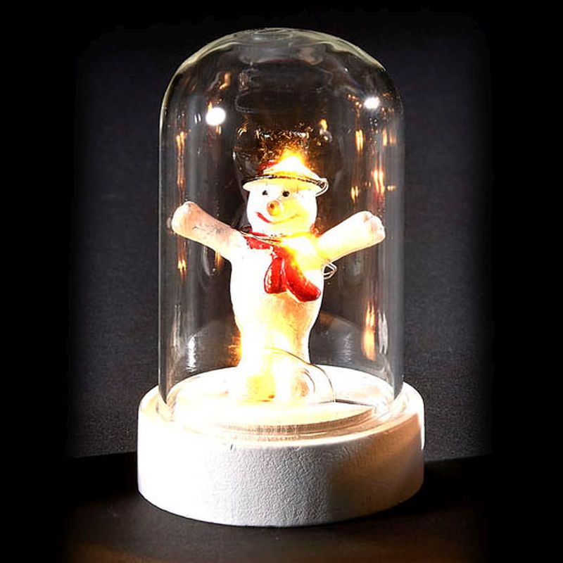 6 LED Glassware Dome Figure Snowman Open Arms