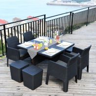 See more information about the Faro Rattan Garden Patio Dining Set by Royalcraft - 4 Seats Ivory Cushions