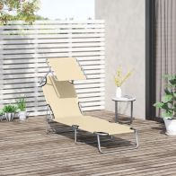 See more information about the Outsunny Reclining Chair Folding Lounger Seat Sun Lounger with Sun Shade Awning Beach Garden Outdoor Patio Recliner Adjustable