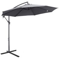 See more information about the Outsunny 3(M) Garden Parasol Sun Shade Patio Banana Hanging Umbrella Cantilever With Crank Handle And Cross Base Grey