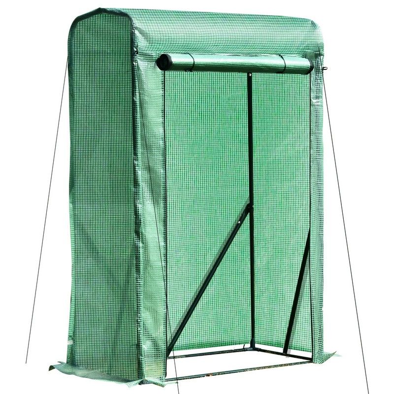 Outsunny Outdoor Pe Greenhouse Steel Frame Plant Cover With Zipper 100L X 50W X 150H cm - Green