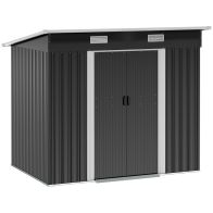 See more information about the Galvanised 7 x4' Double Door Pent Garden Store Steel Black by Steadfast