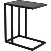 See more information about the Homcom C Shape End Table W/Metal Frame Marble-Effect Top Sofa Side Table Narrow Snack Coffee Table For Living Room Black