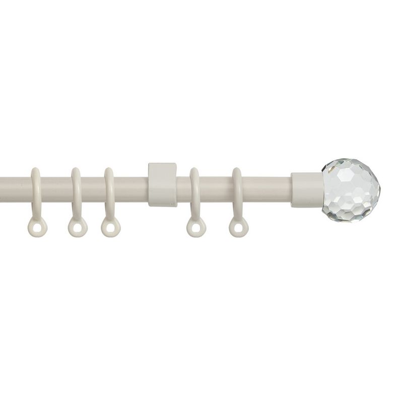 Simply 120-210cm Extendable Curtain Pole Set Ball Finial Cream - 13-16mm