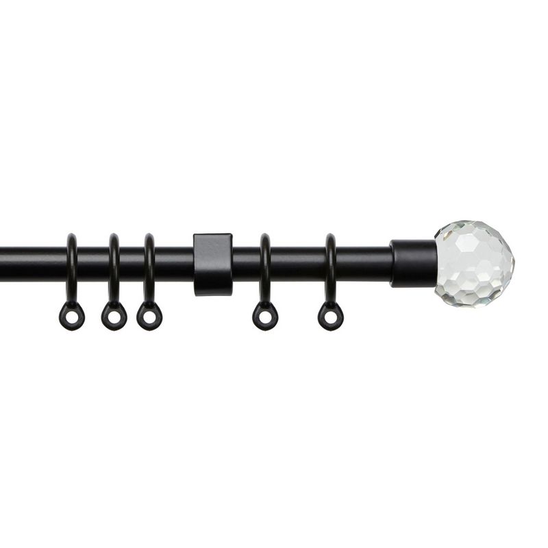 Simply 150-280cm Extendable Curtain Pole Set Ball Finial Black - 13-16mm