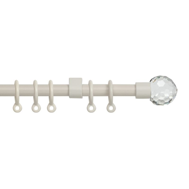 Simply 150-280cm Extendable Curtain Pole Set Ball Finial Cream - 13-16mm