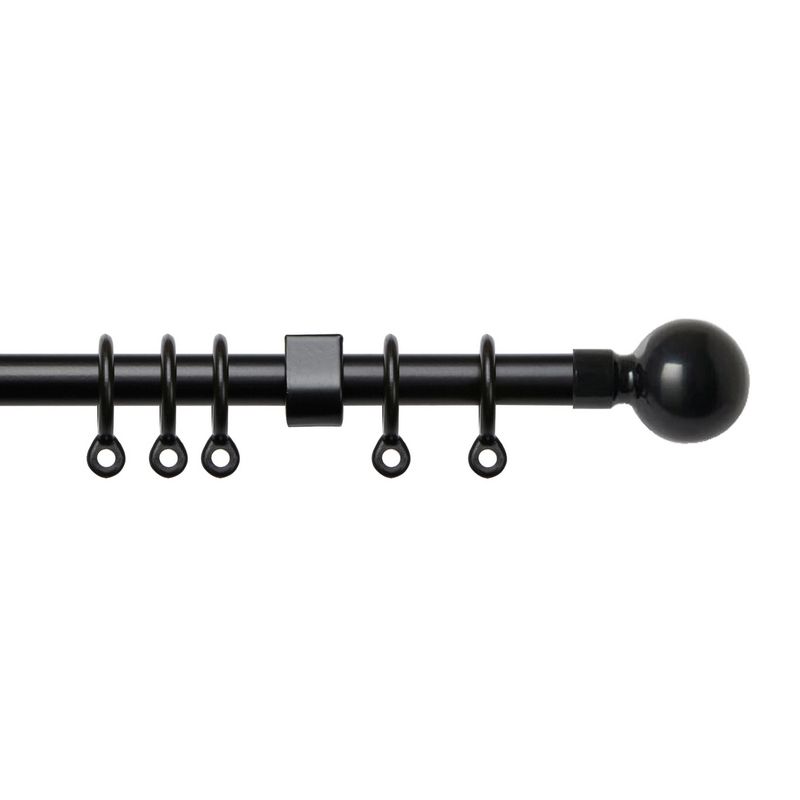 Simply 120-210cm Extendable Curtain Pole Set Ball Finial Black - 13-16mm