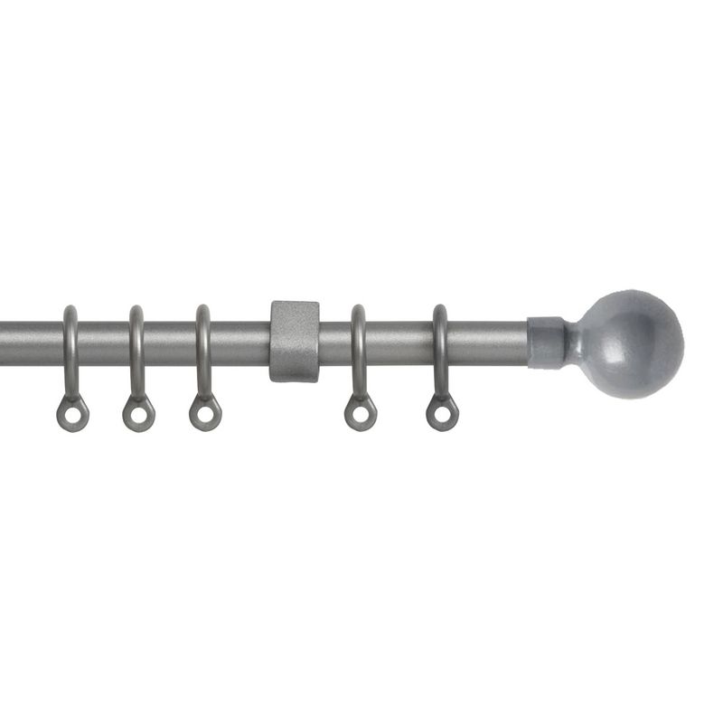 Simply 150-280cm Extendable Curtain Pole Set Ball Finial Silver - 13-16mm