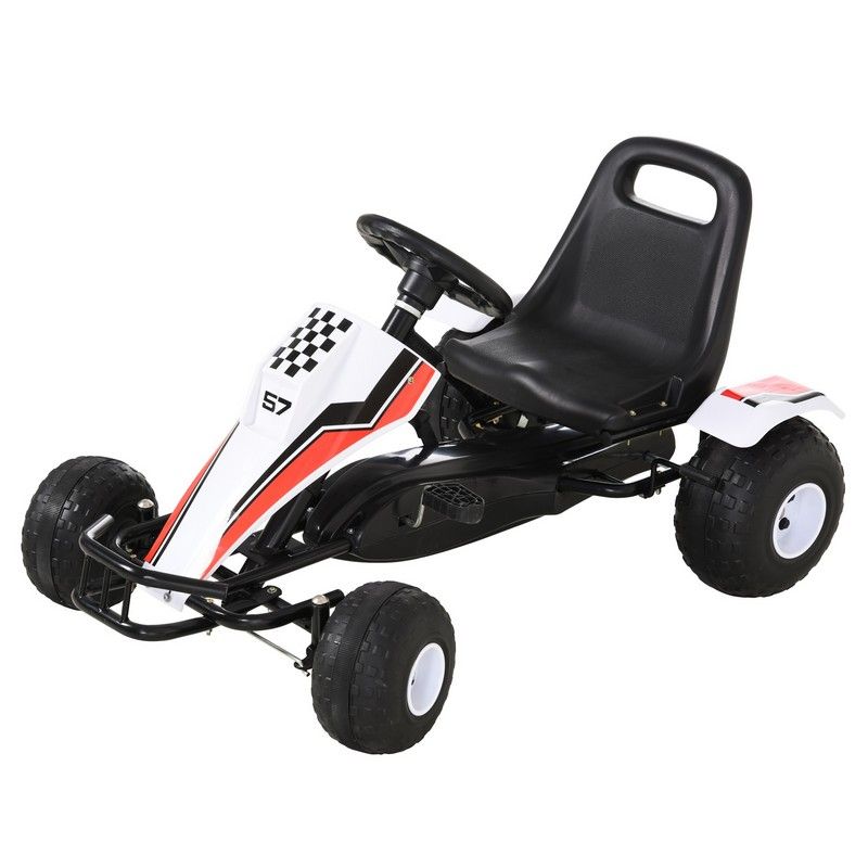 Homcom Kids Adjustable Seat PP Pedal Go-Kart White/Red