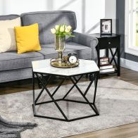 See more information about the Homcom Coffee Table with High Gloss Marble Effect Table Top