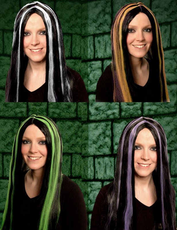 Halloween Witches Wig (Purple Stripes)