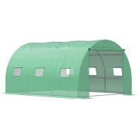 See more information about the Outsunny Walk-In Tunnel Greenhouse With Pe Cover Zipper Door & Roll Up Window Green