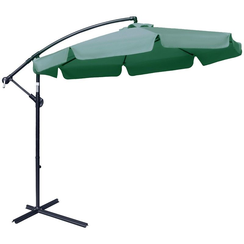 Outsunny 2.7M Garden Banana Parasol Cantilever Umbrella With Crank Handle And Cross Base For Outdoor