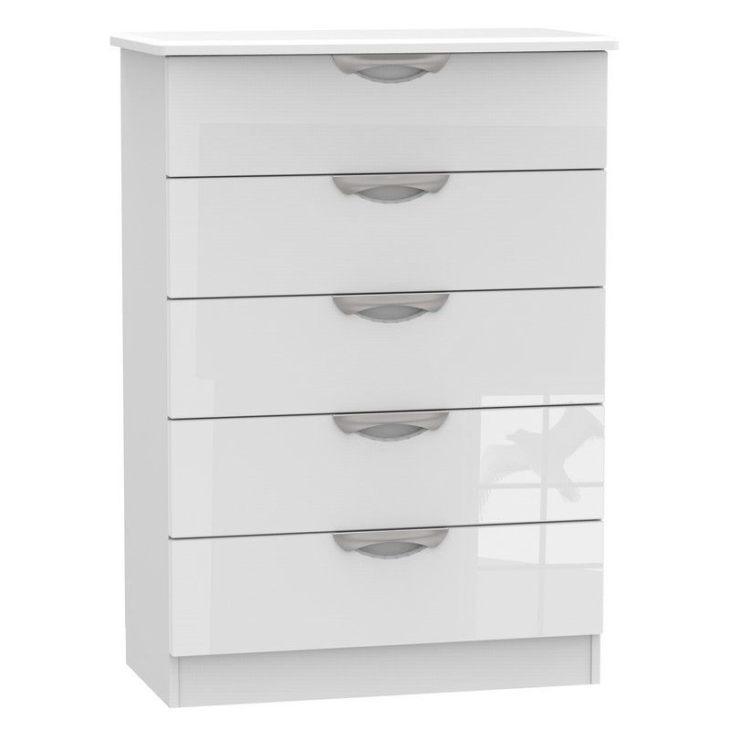 Weybourne Tall Chest of Drawers White 5 Drawers