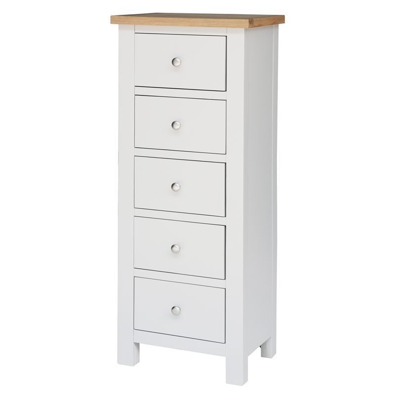 Lucerne Tall Chest of drawers Oak White 5 Drawers