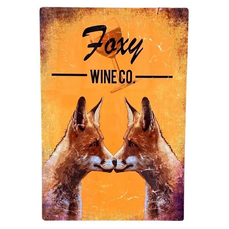 Foxy Wine Co Brewery Sign Metal Wall Mounted - 41cm