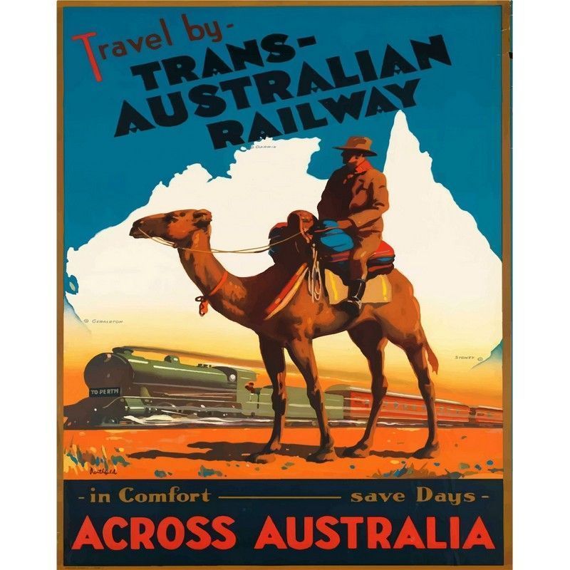 Vintage Trans-Australian Railway Sign Metal Wall Mounted - 40cm