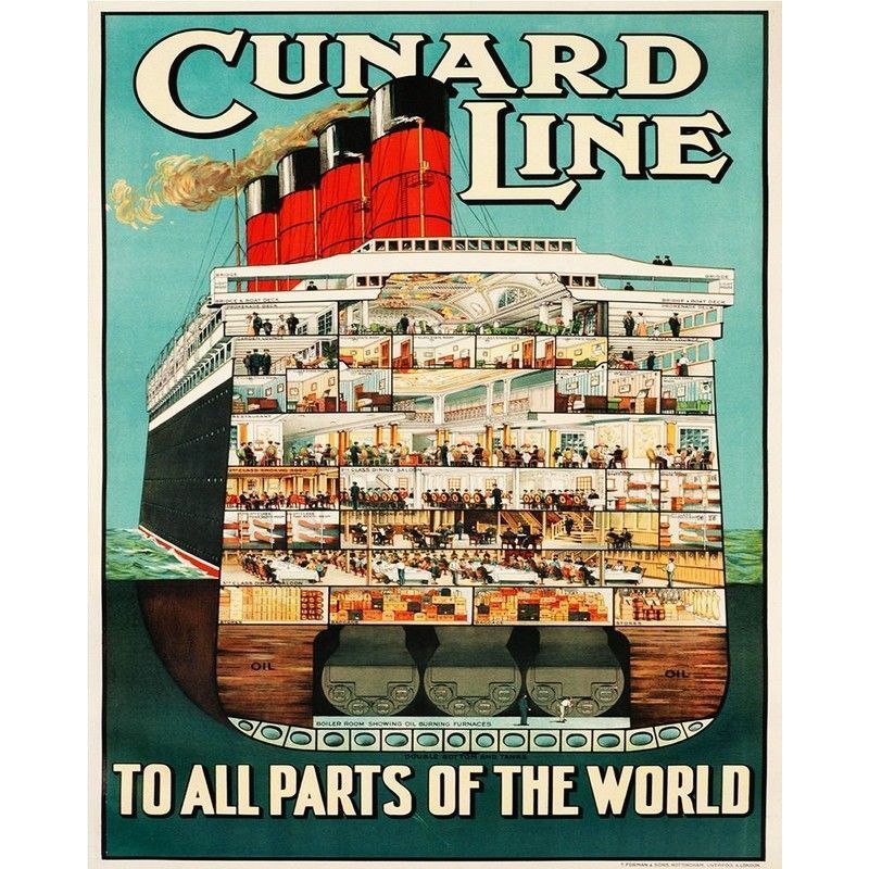 Vintage Cunard Line Sign Metal Wall Mounted - 42cm