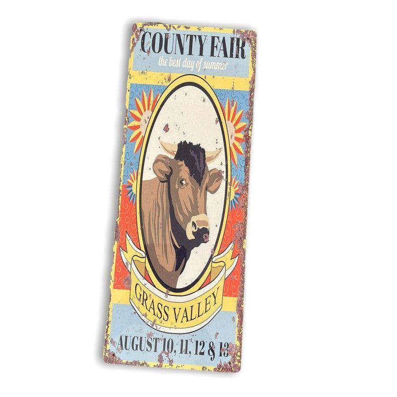 Vintage County Fair Sign Metal Wall Mounted - 42cm