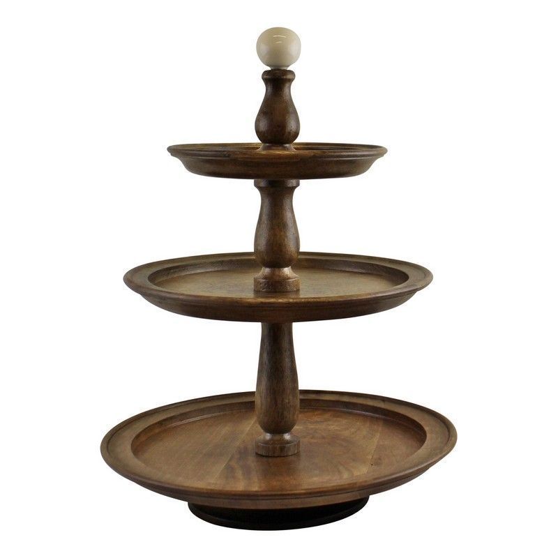 Country Cottage Cake Stand Wood - 38cm