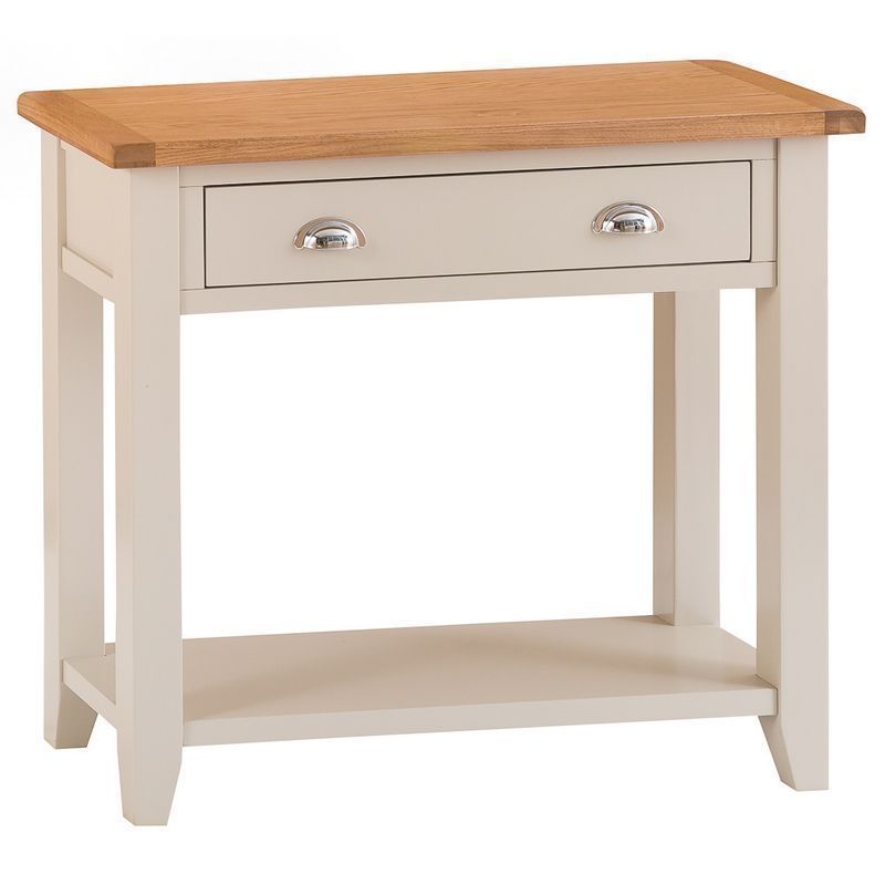 Aurora Mist Console Table Oak Light Grey 1 Shelf 1 Drawer