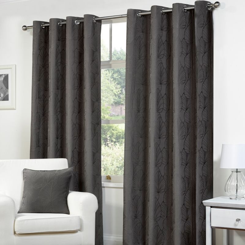 Fusion Palma Curtains (45" Width x 54" Drop) - Charcoal