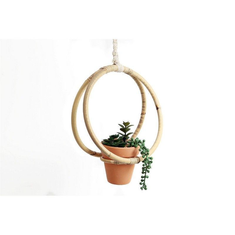 Faux Succulent Bamboo & Terracotta Hanging - 30cm