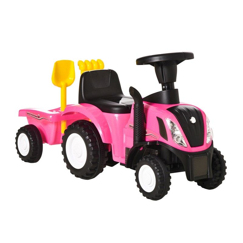 Homcom Ride-On Tractor Toddler Walker Foot-To-Floor Slide For Ages 1-3 Years - Pink