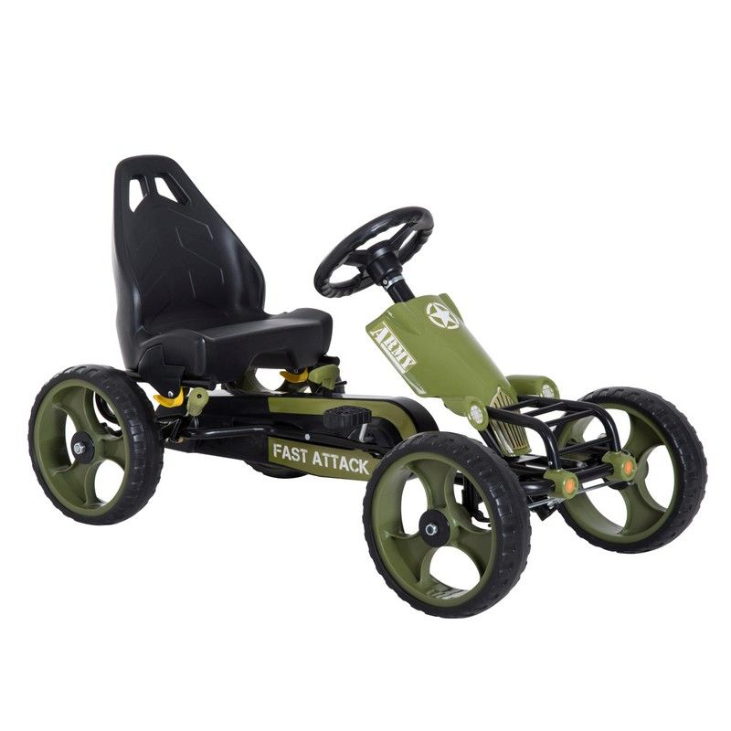 Homcom Kids Children Pedal Go Kart Ride On Racer Braking System Adjustable Seat Green