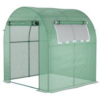 See more information about the Outsunny Walk In Polytunnel Greenhouse Green House For Garden With Roll-Up Window And Door 1.8 X 1.8 X 2 M Green