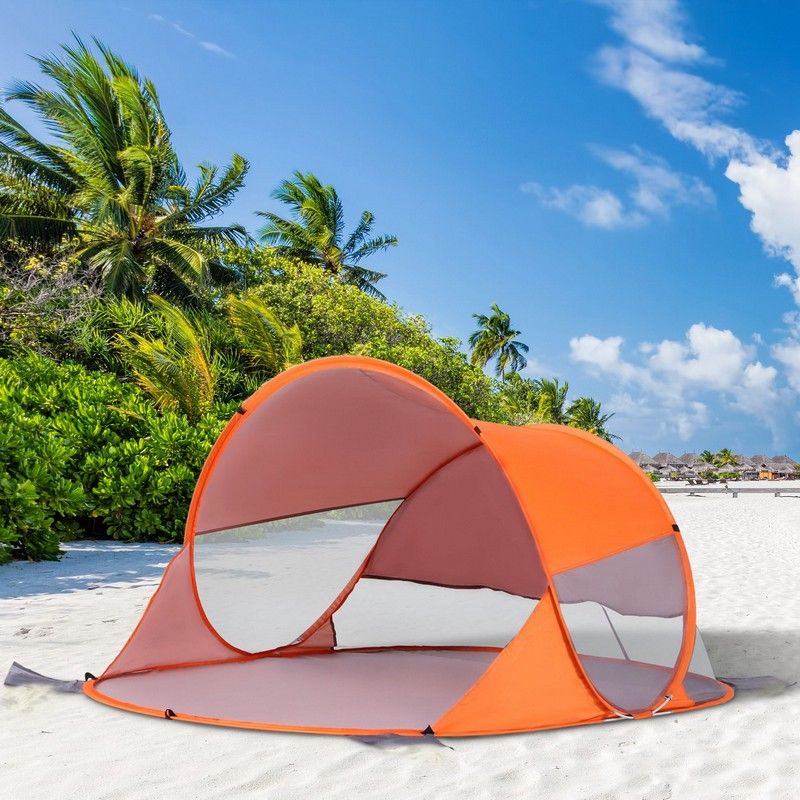 Outsunny Fibreglass Frame 2 Person Pop-Up Lightweight Camping Tent Orange