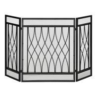 See more information about the Homcom 3-Panel Folding Fireplace Screen Home Metal Mesh Fire Spark Guard 126L X 3W X 80H cm-Black