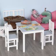 See more information about the Homcom Kids Three-Piece Table and Chairs Set  Grey & White
