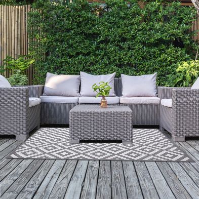 See more information about the Garden Patio Rug by Wensum Geometric Grey - 300x240cm