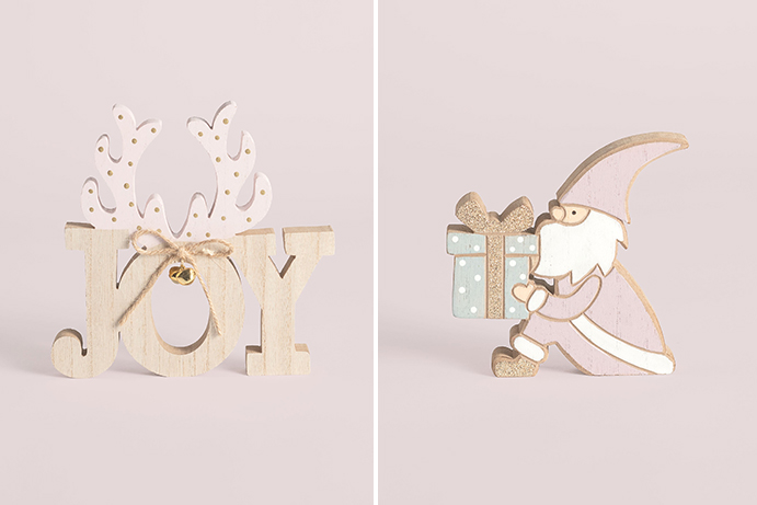 Wooden table christmas decorations