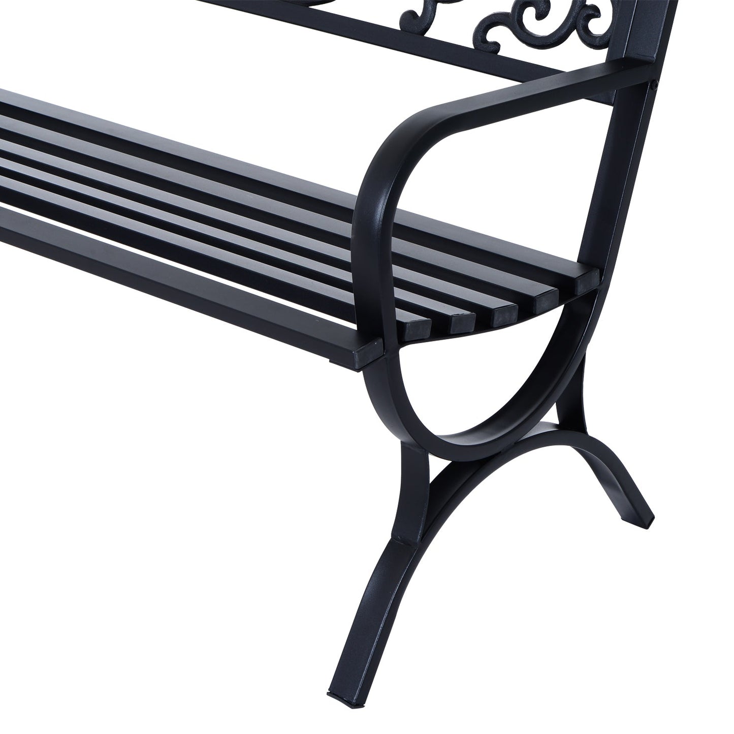 Outsunny 127L X 60W X 85H cm Powder Coated Garden Bench For Patio Backyard Steel-Black