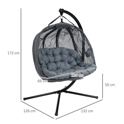 Double Hanging Egg Chair 2 Seaters Texteline Swing Hammock Chair with Stand