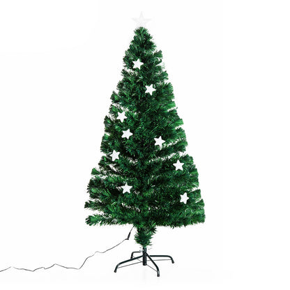 Homcom 5FT Prelit Artificial Christmas Tree Fibre Optic Star LED Light Holiday Home Xmas Decoration with LED Light Primary Image
