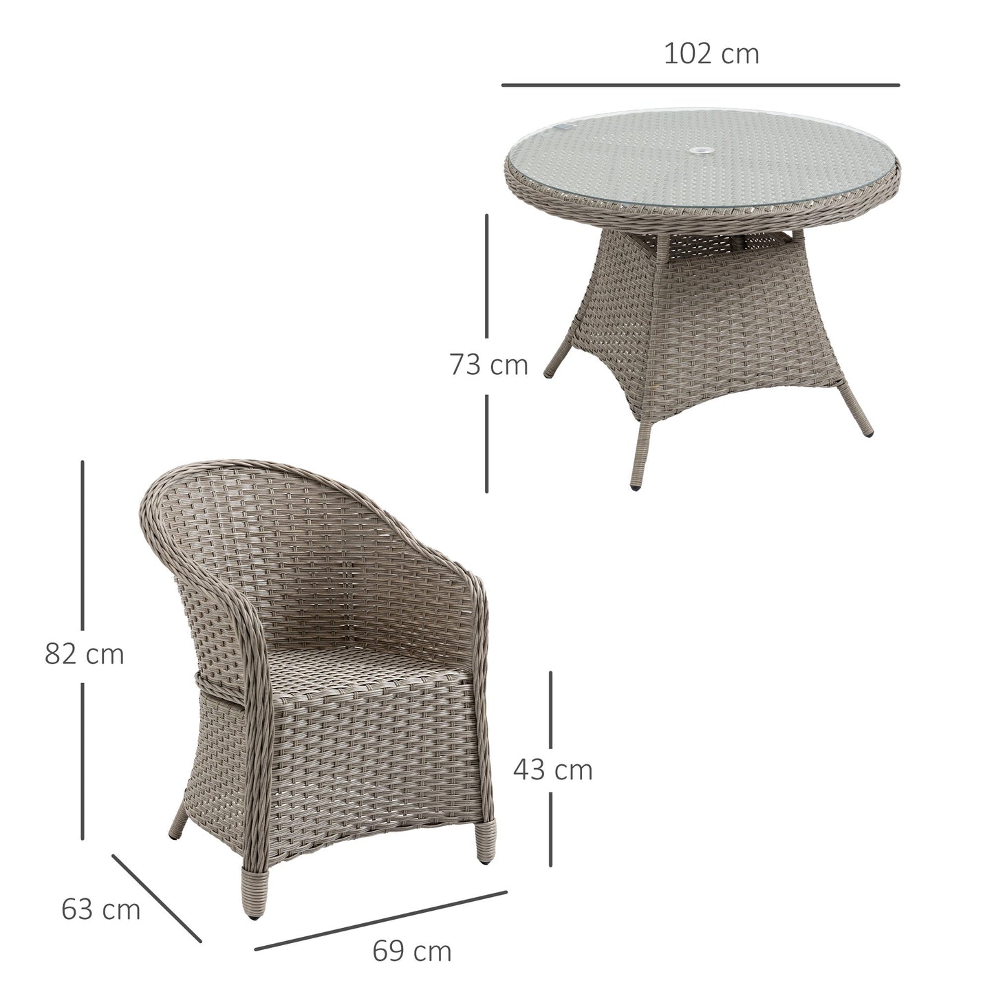 Outsunny 5 Pieces Luxury PE Rattan Dining Sets with Cushion