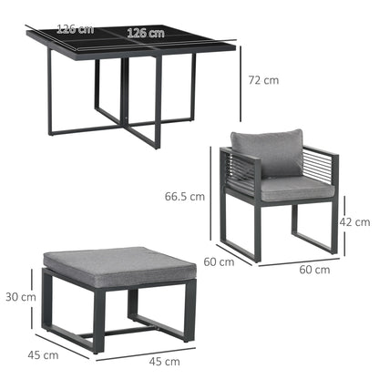 8 Seater Garden Dining Cube Set Aluminium Outdoor Furniture Set Dining Table