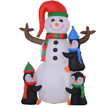 Homcom Christmas Inflatable Snowman and Penguins Outdoor Home Seasonal Decoration w/ LED Light Primary Image