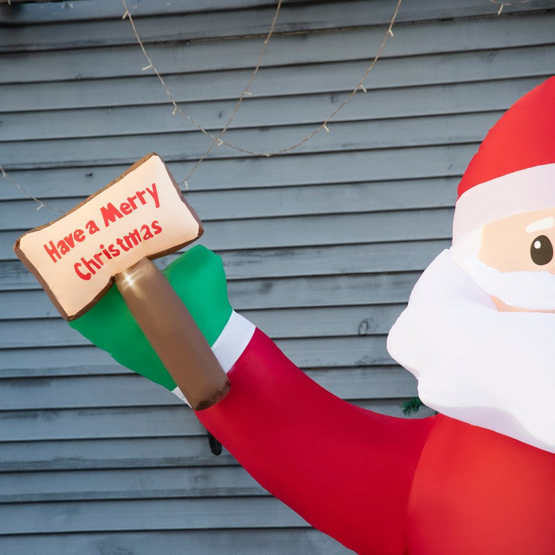 8ft Inflatable Christmas Santa Claus Holds Light Sign of Blessings