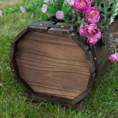 2-Piece Wooden Flower Plant Pot Outdoor&Indoor Plant Box with Solid Wood